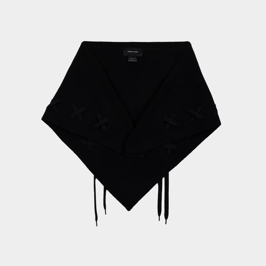 Merino Lace Up Neckerchief Scarf - Simone Rocha - Wool - Black