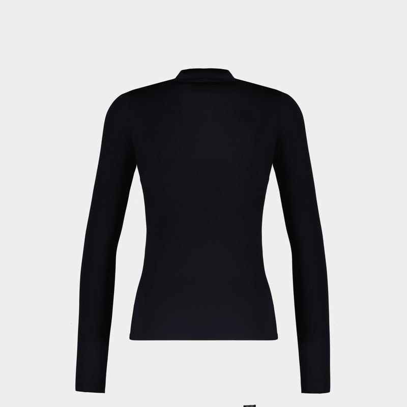 Moon Logo Strass Highneck T-Shirt - Marine Serre - Nylon - Black