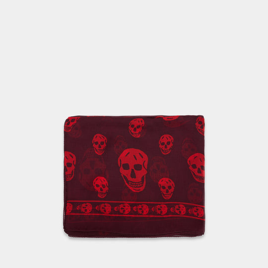 Ca Skull Scarf - Alexander McQueen - Silk - Burgundy
