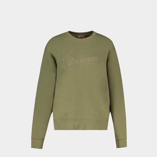 Signature Classic Sweatshirt - Kenzo - Cotton - Khaki