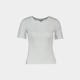 Compact Pointelle T-Shirt - Ganni - Cotton - White