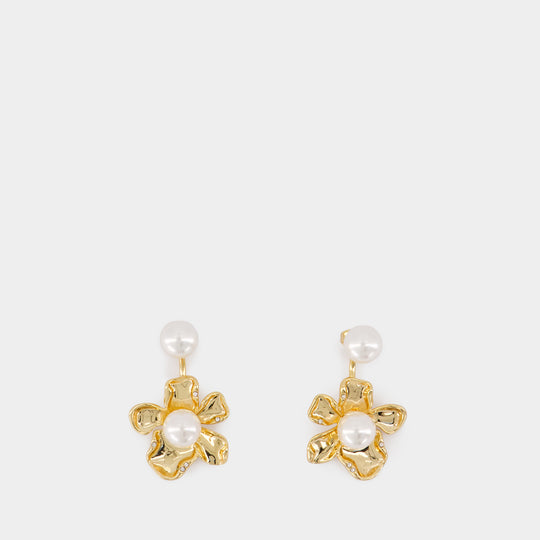 Flower Pearl Jacket Earrings - SELF PORTRAIT - Metal - Gold