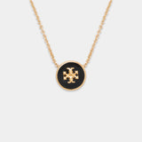 Icon Enamel Pendant Necklace - Tory Burch - Metal - Black