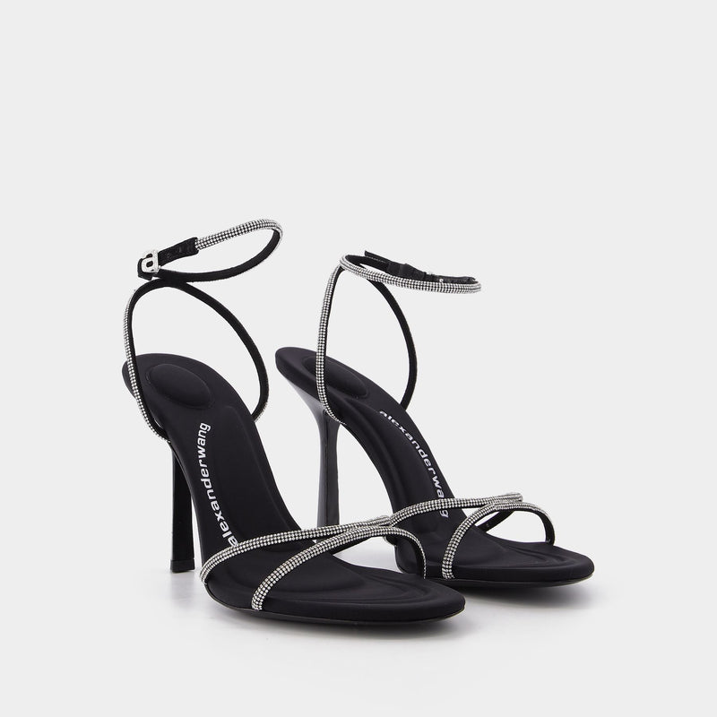 Dahlia 50 Sandals in Crystal / Black Leather