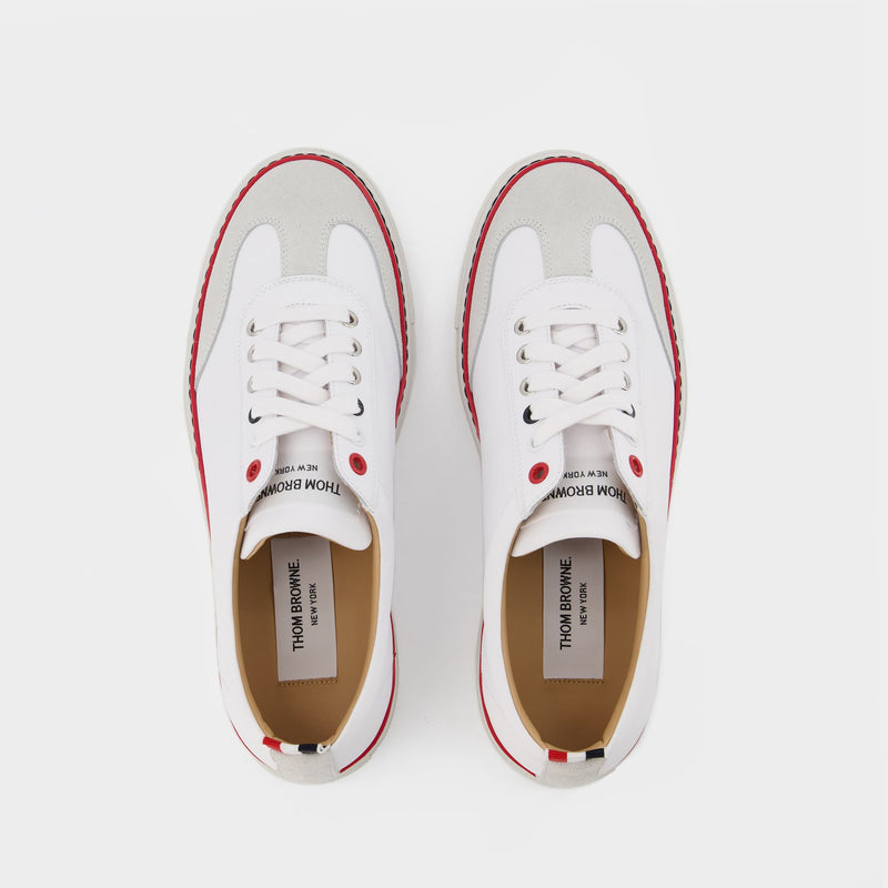 Lo-Top Sneakers - Thom Browne - White - Leather