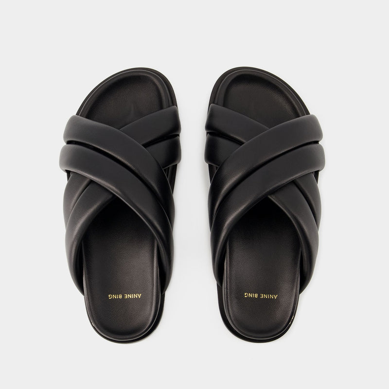 Lizzie Slides - Anine Bing - Leather - Black