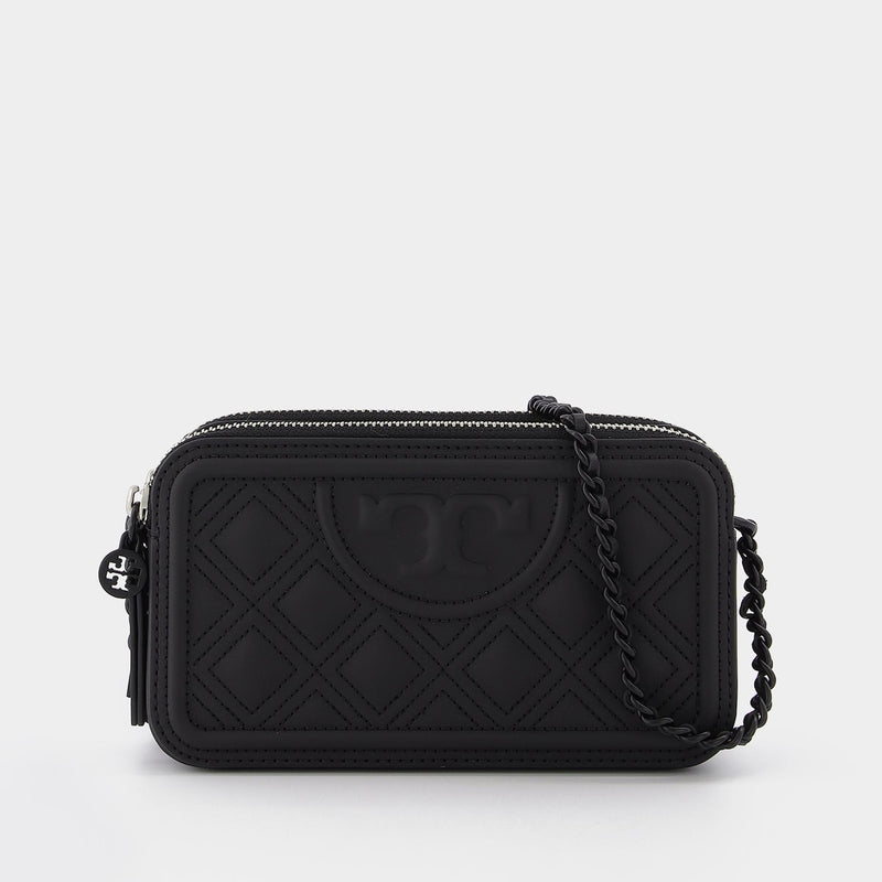 Fleming Matte Double-Zip Mini Bag in black leather