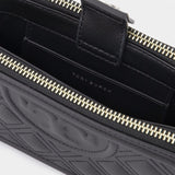 Fleming Matte Double-Zip Mini Bag in black leather