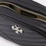 Kira Chevron Small Camera Bag  in metallic leather