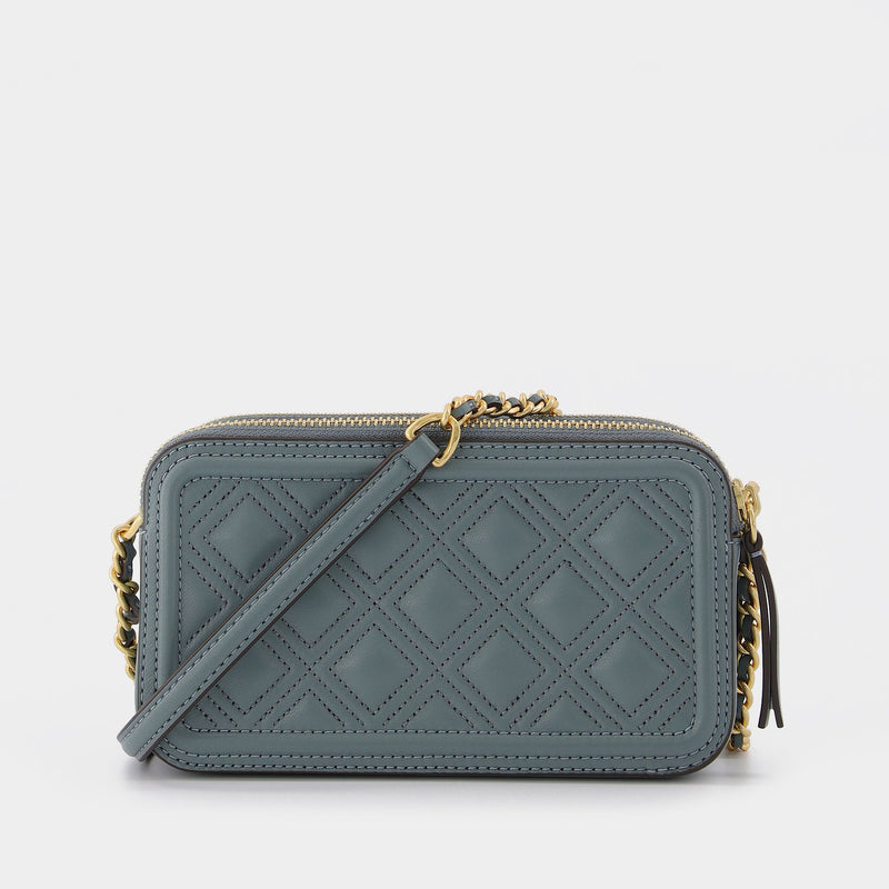 Fleming Double-Zip Mini Bag in blue leather