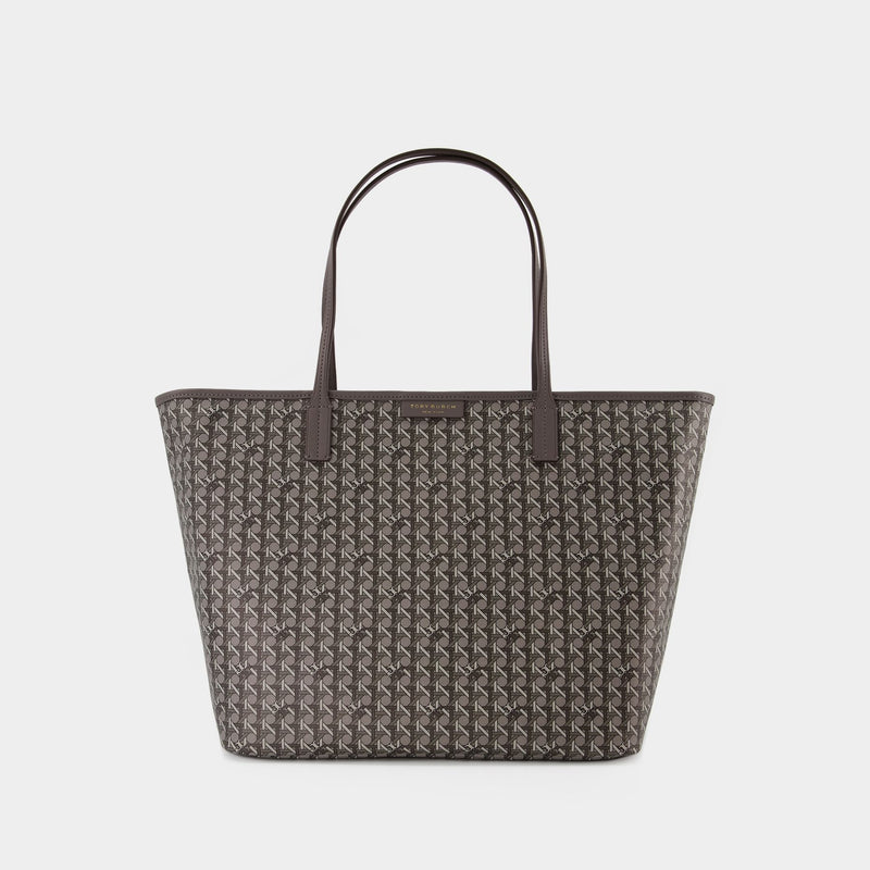 Zip Shopper Bag - Tory Burch - Canvas - Grey