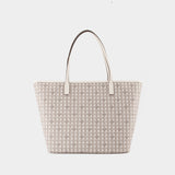 Small Zip Shopper Bag - Tory Burch - Canvas - Grey