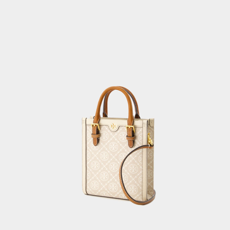 T Monogram Mini Shopper Bag - Tory Burch - Cotton - Ivory