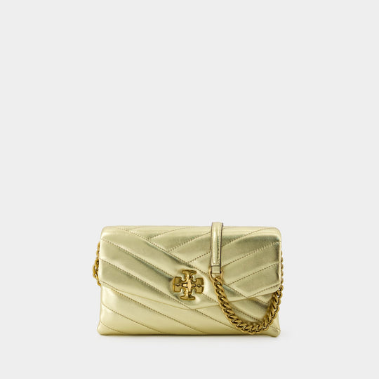 Kira Chevron Wallet On Chain - Tory Burch - Leather - Gold