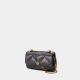 Kira Diamond Quilt Mini Flap Bag - Tory Burch - Leather  - Black