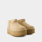 W Classic Ultra Mini Platform Ankle Boots - UGG - Leather - Sand