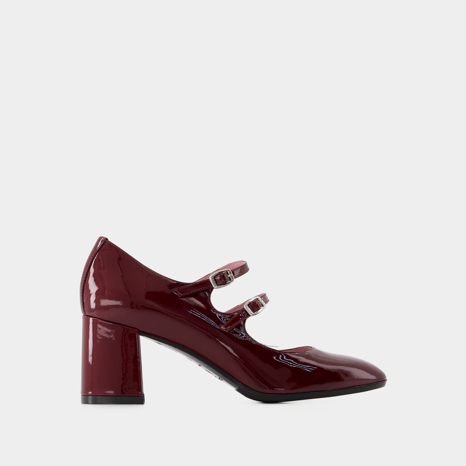 サンダル・ミュール CAREL Burgundy leather Banana pumps  (BANANA BURGUNDY) Banana - Burgundy patent leather slingback Mary Janes