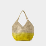 Panier Shopper Bag - Vanessa Bruno - Cotton - White/Yellow