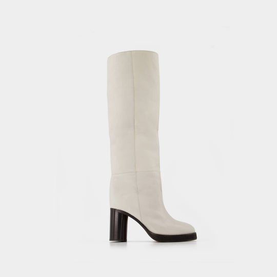 Leila Boots in White Leather