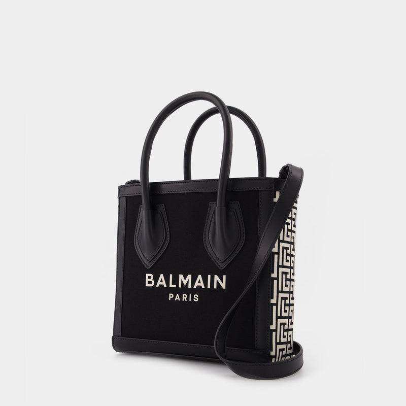 B-Army Monogram Logo Shopper 24 Bag in Black Cotton
