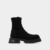 Army Knit Chelsea Boots in Black Leather