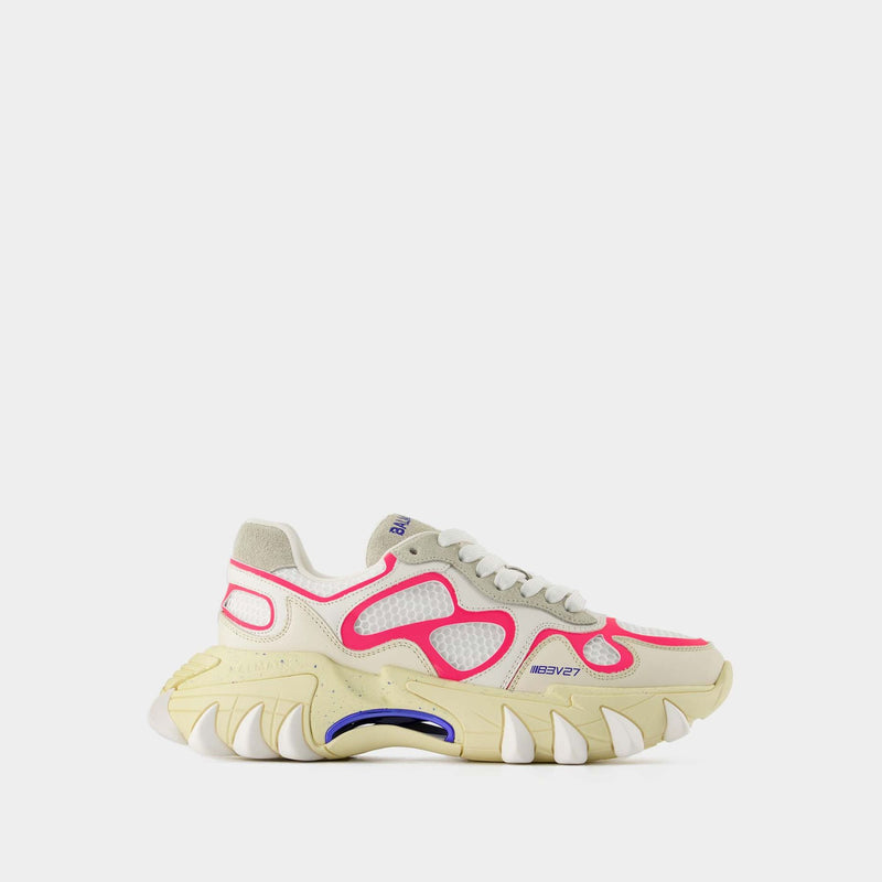 B-East Sneakers - Balmain - White/Bright Pink - Leather