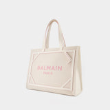 B-Army Medium Tote Bag - Balmain - Cream/Pink - Canvas