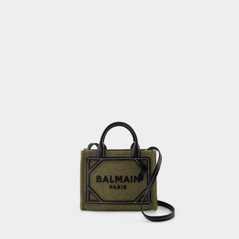 B-Army Mini Shopper Bag - Balmain - Canvas - Khaki/Black