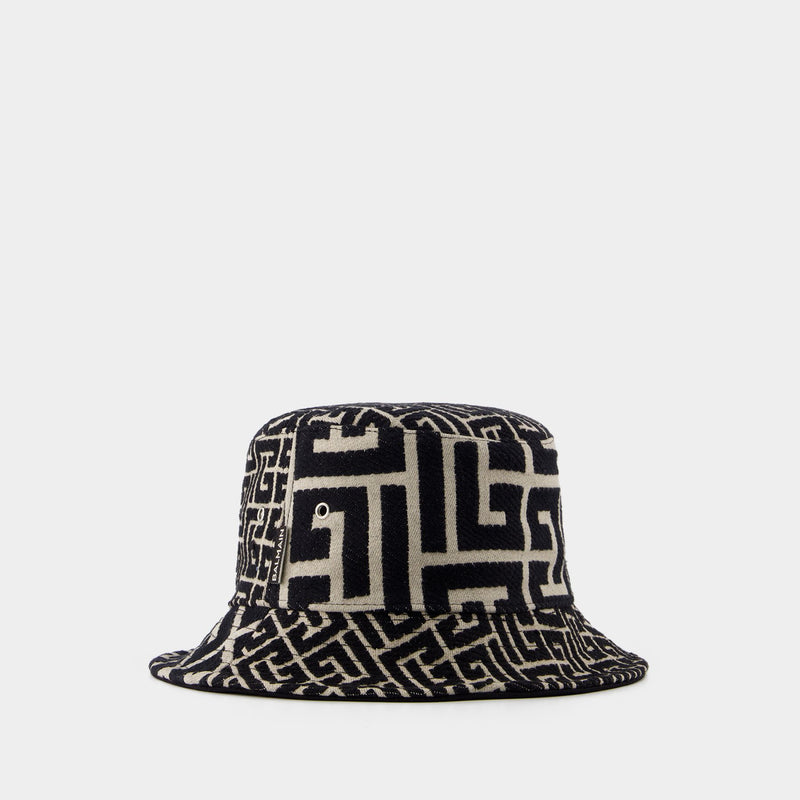 Mix Monogram Bucket Hat - Balmain - Jaquard - Black