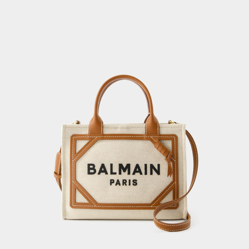 B-Army Small Shopper Bag - Balmain - Canvas - Beige