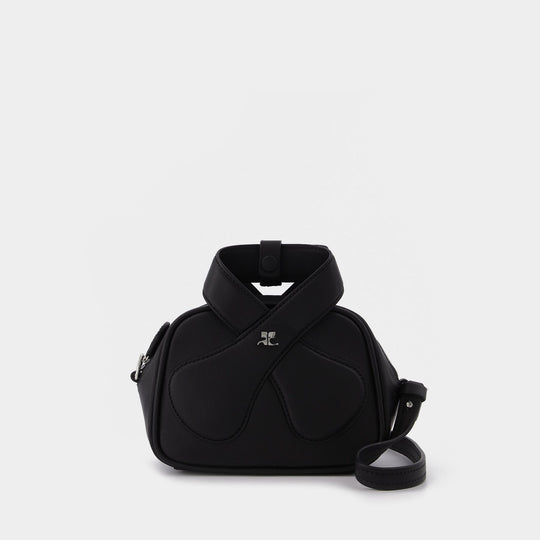 Leather Loop Baguette Bag in black leather