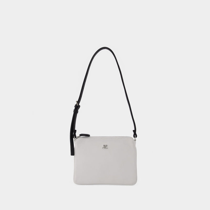 Logo Pochette Bag in white leather