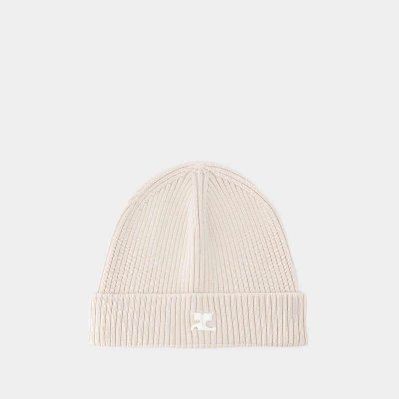 Ac Rib Beanie - Courreges - Wool - Beige