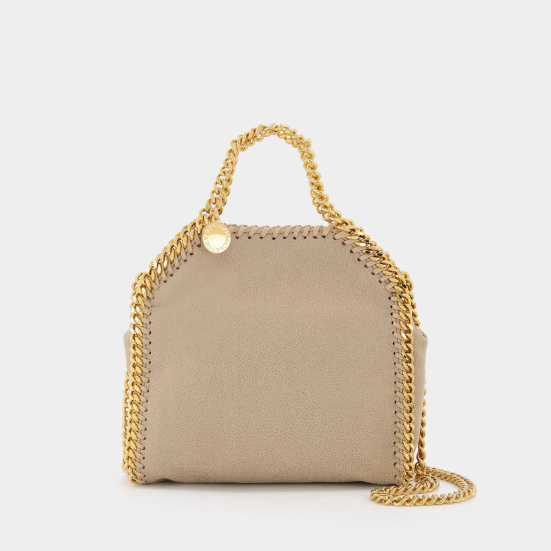 Falabella Tiny Tote in beige synthetic leather