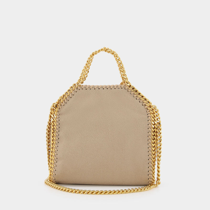 Falabella Tiny Tote in beige synthetic leather