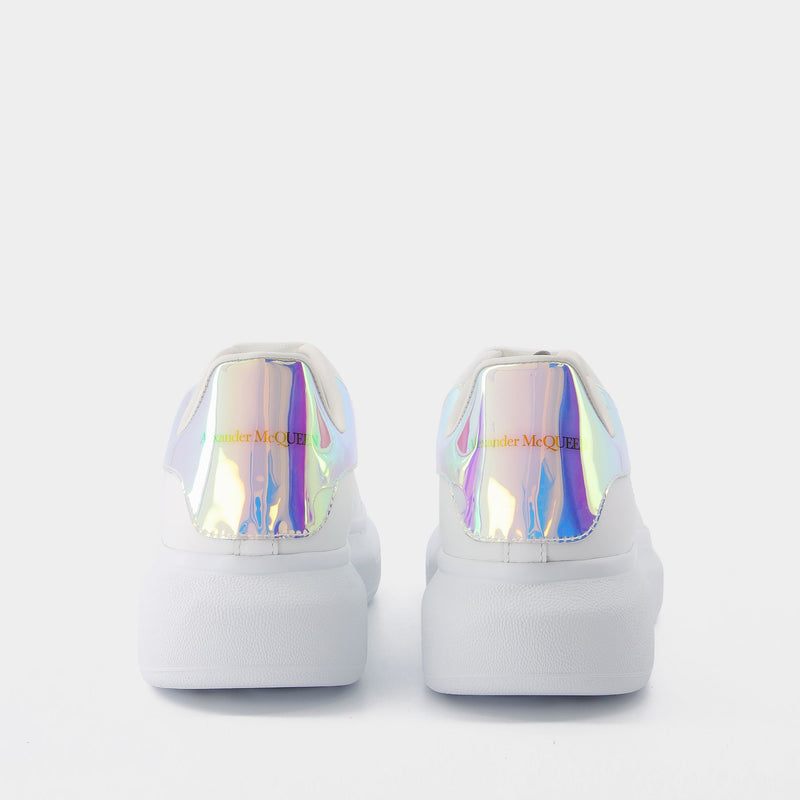 White and Iridescent Leather Oversized Sneakers