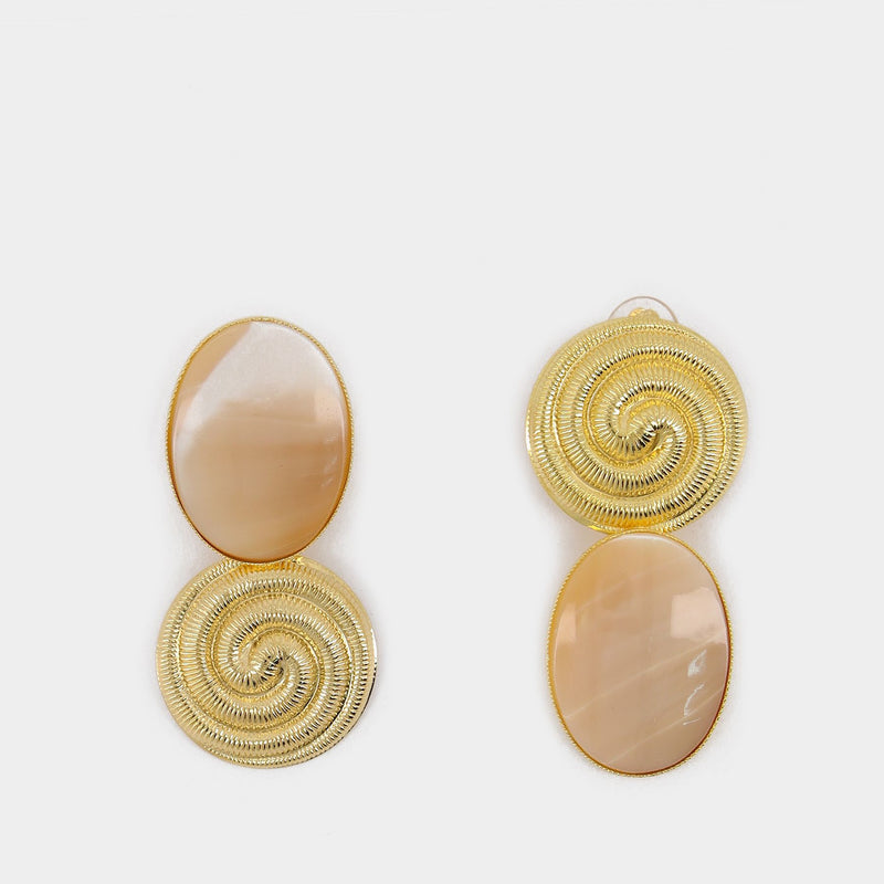 Sonia Whirlpool White Earrings in Gold