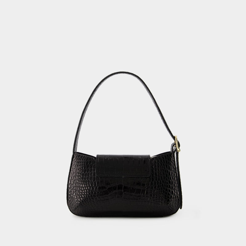 Baguette Shoulder Bag - Rouje - Leather - Black Croco