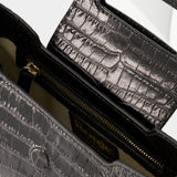 Baguette Shoulder Bag - Rouje - Leather - Black Croco