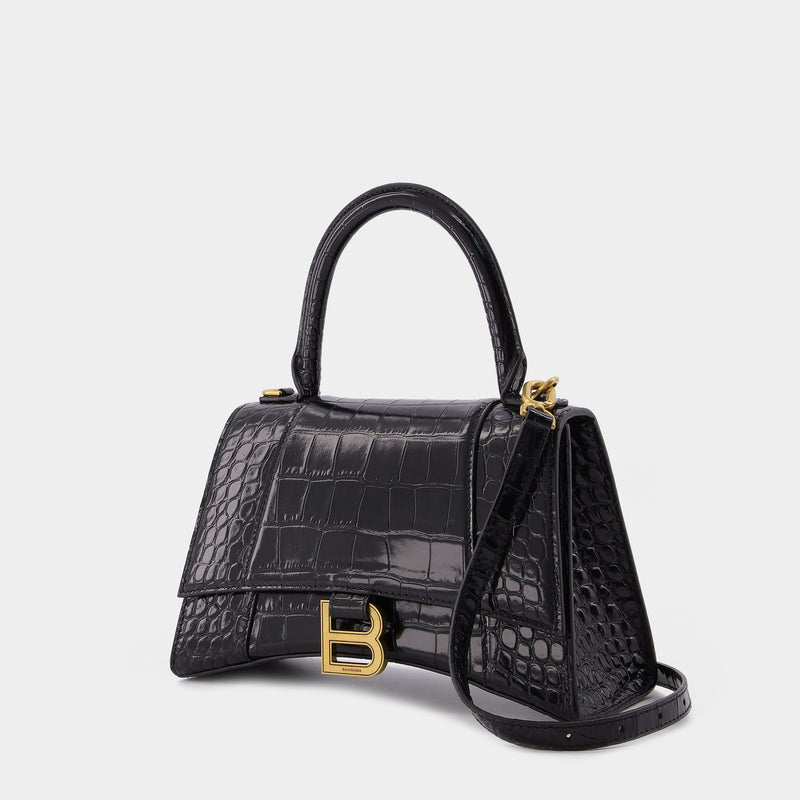 Hourglass S Bag - Balenciaga -  Black - Leather