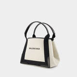 Navy Cabas S Bag - Balenciaga -  Natural/ Black - Canva