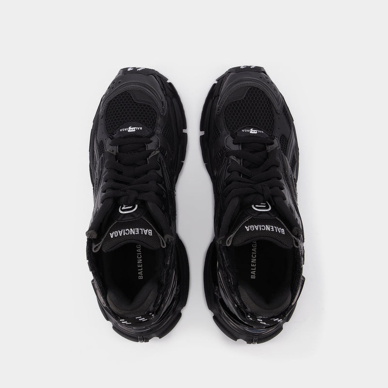 Runner Sneakers in Black Mesh