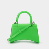 Hourglass Top Handle Bag XS in Green Leather