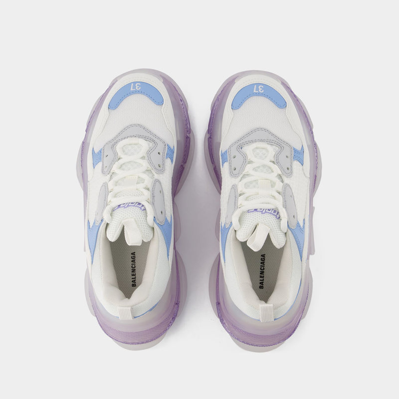 Triple S Sneakers With Clear Sole in Tricolor, Blue, Grey, Lilac