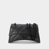 Crush Chain S Hobo Bag - Balenciaga -  Black - Leather