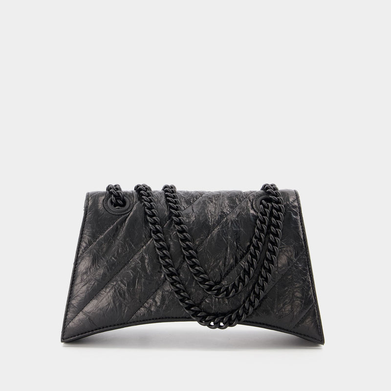 Crush Chain S Hobo Bag - Balenciaga -  Black - Leather