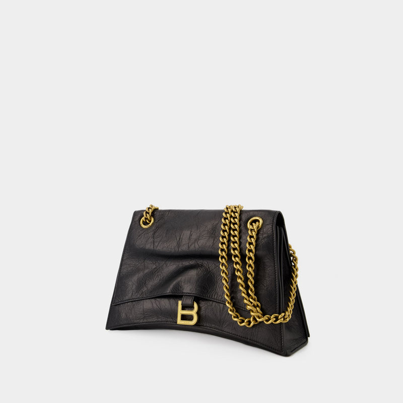 Hobo Crush Chain Bag - Balenciaga - Leather - Black