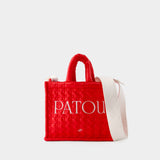 Patou Small Tote Bag - Patou - Cotton - Red Ski Slope