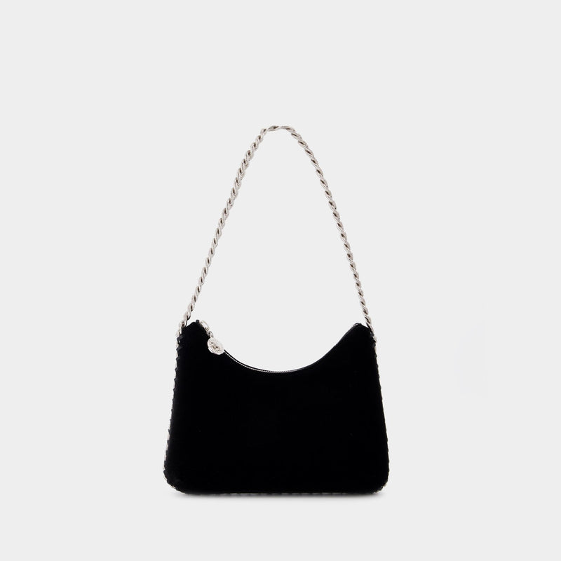 Falabella Mini Zip Shoulder  in black synthetic leather