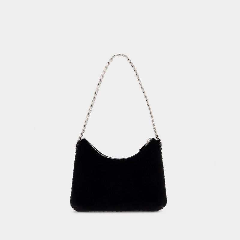 Falabella Mini Zip Shoulder  in black synthetic leather